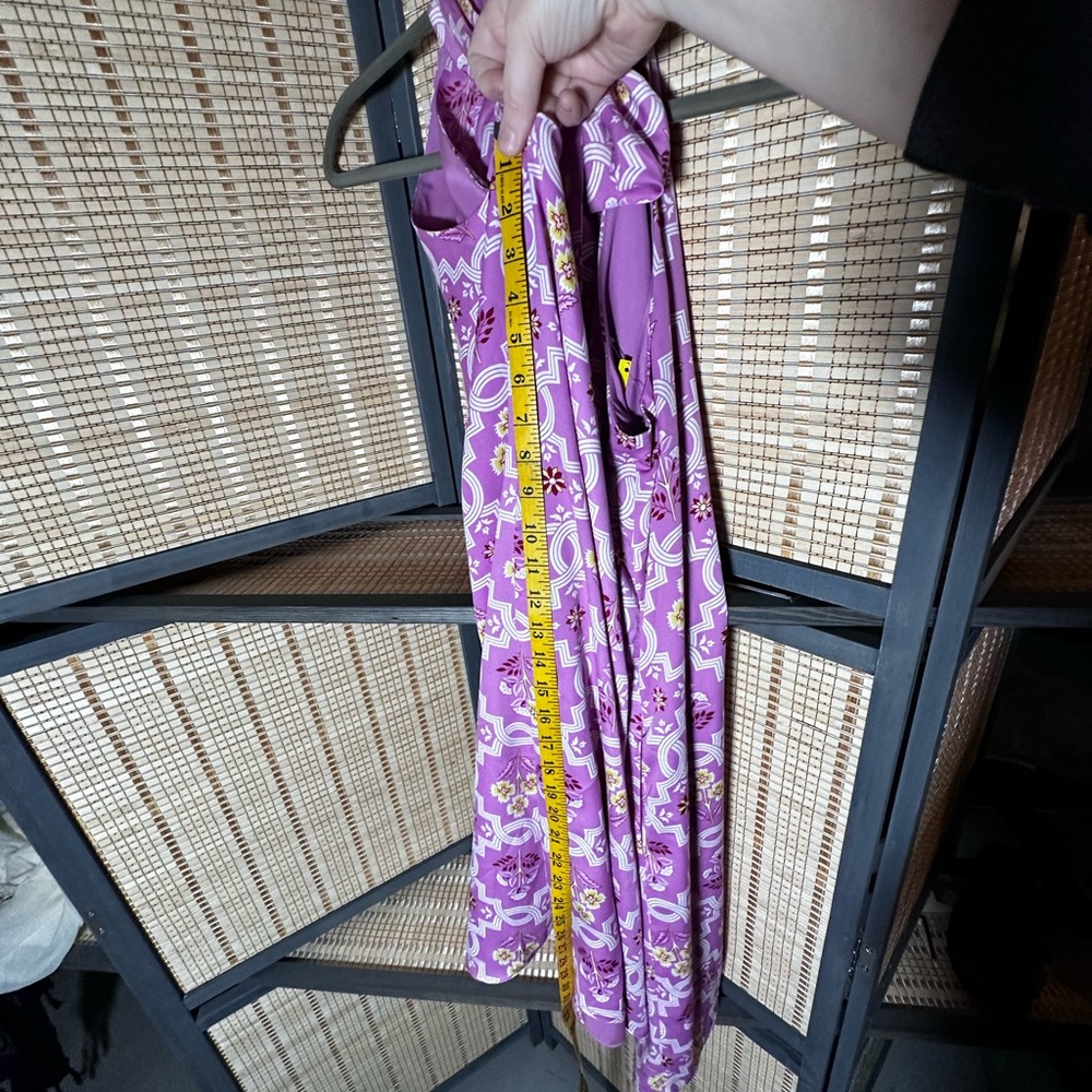 Ann Taylor Lilac Dress with Multicolor Floral Tile Print A-line Halter Dress - Picture 8 of 10
